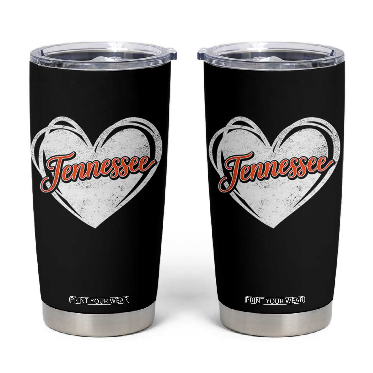 Vintage Tennessee Tumbler Cup Heart Graphic TN Orange US State TS10 Black Print Your Wear