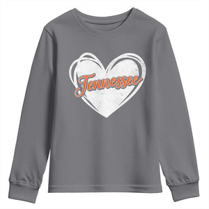 Vintage Tennessee Youth Sweatshirt Heart Graphic TN Orange US State TS10 Charcoal Print Your Wear