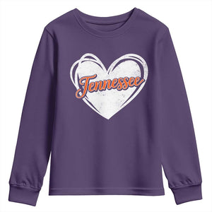 Vintage Tennessee Youth Sweatshirt Heart Graphic TN Orange US State TS10 Purple Print Your Wear