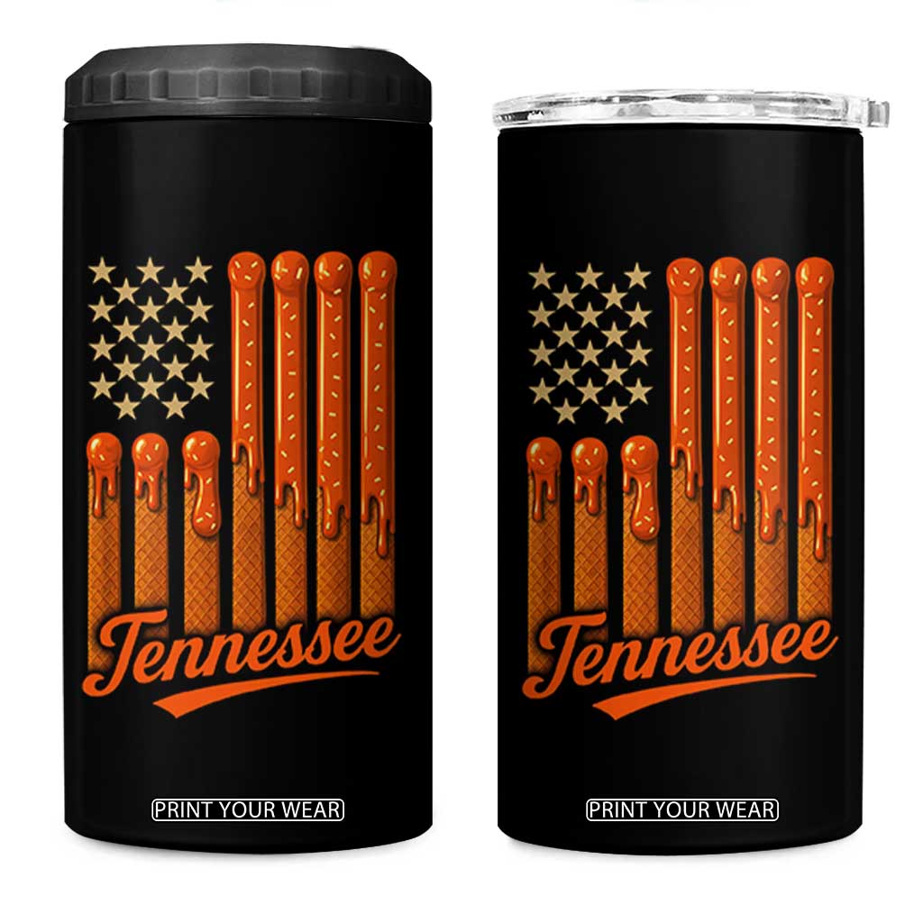 Vintage Tennessee 4 in 1 Can Cooler Tumbler Orange Dripping Flag Vintage State Pride Sports Fan Patriotic TS10 One Size: 16 oz Black Print Your Wear