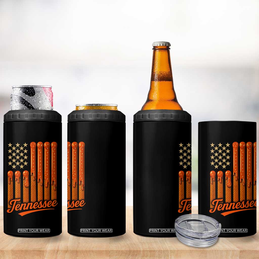 Vintage Tennessee 4 in 1 Can Cooler Tumbler Orange Dripping Flag Vintage State Pride Sports Fan Patriotic TS10 Print Your Wear