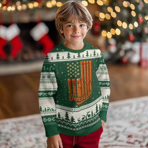 Vintage Tennessee Ugly Christmas Sweater Orange Dripping Flag Vintage State Pride Sports Fan Patriotic TS10 Forest Green Beige Print Your Wear