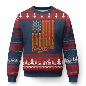 Vintage Tennessee Ugly Christmas Sweater Orange Dripping Flag Vintage State Pride Sports Fan Patriotic TS10 Navy Red Print Your Wear