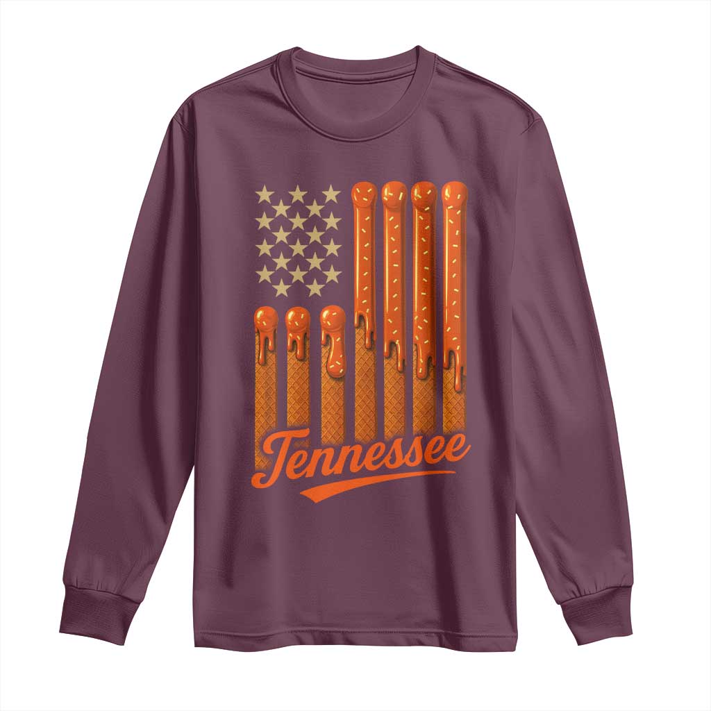 Vintage Tennessee Long Sleeve Shirt Orange Dripping Flag Vintage State Pride Sports Fan Patriotic TS10 Maroon Print Your Wear