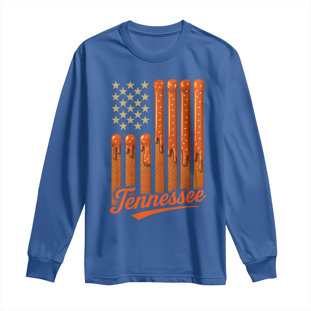 Vintage Tennessee Long Sleeve Shirt Orange Dripping Flag Vintage State Pride Sports Fan Patriotic TS10 Royal Blue Print Your Wear