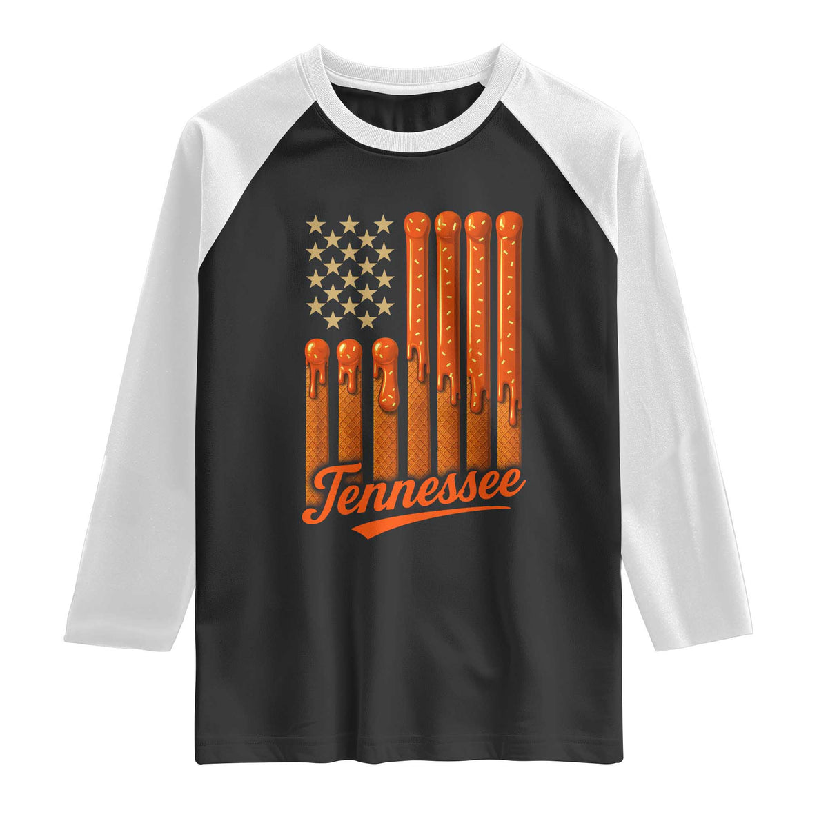 Vintage Tennessee Raglan Shirt Orange Dripping Flag Vintage State Pride Sports Fan Patriotic TS10 Black White Print Your Wear