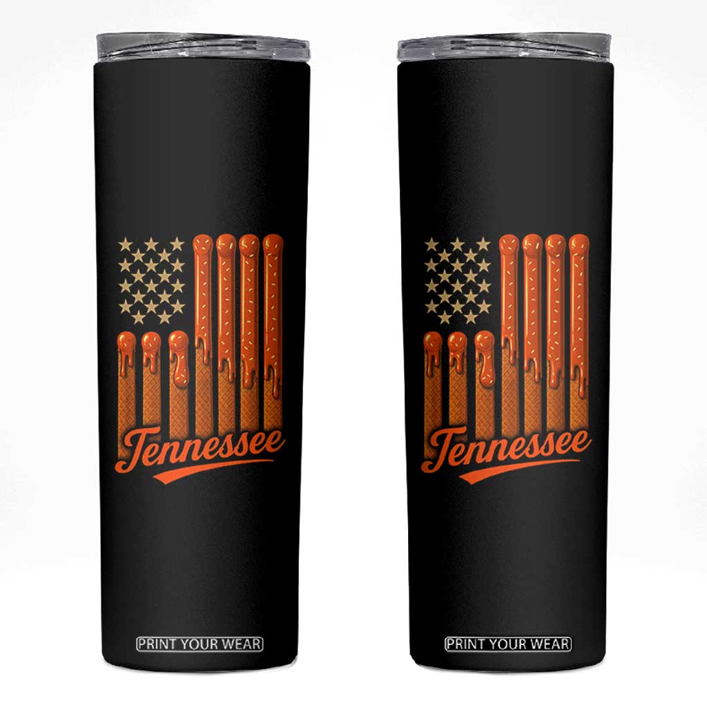 Vintage Tennessee Skinny Tumbler Orange Dripping Flag Vintage State Pride Sports Fan Patriotic TS10 Black Print Your Wear