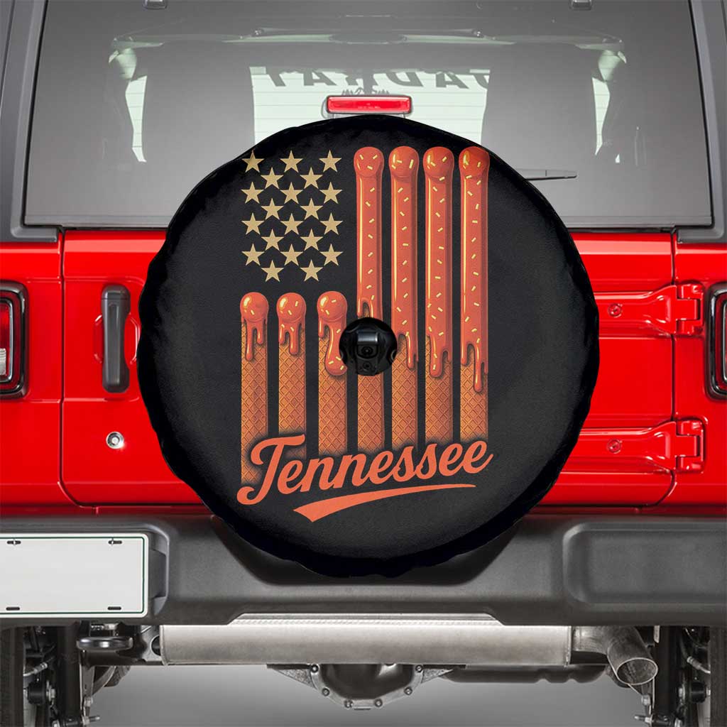 Vintage Tennessee Spare Tire Cover Orange Dripping Flag Vintage State Pride Sports Fan Patriotic TS10 Black Print Your Wear