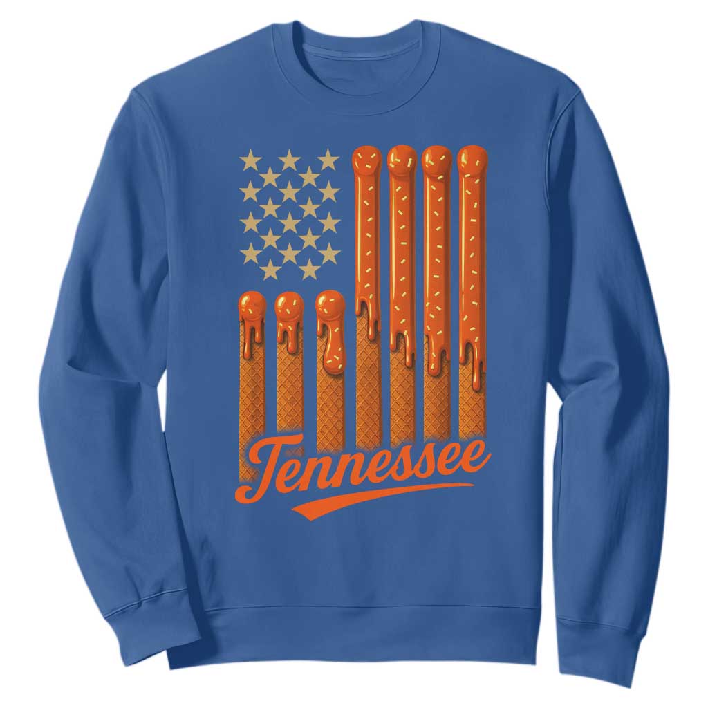 Vintage Tennessee Sweatshirt Orange Dripping Flag Vintage State Pride Sports Fan Patriotic TS10 Royal Blue Print Your Wear