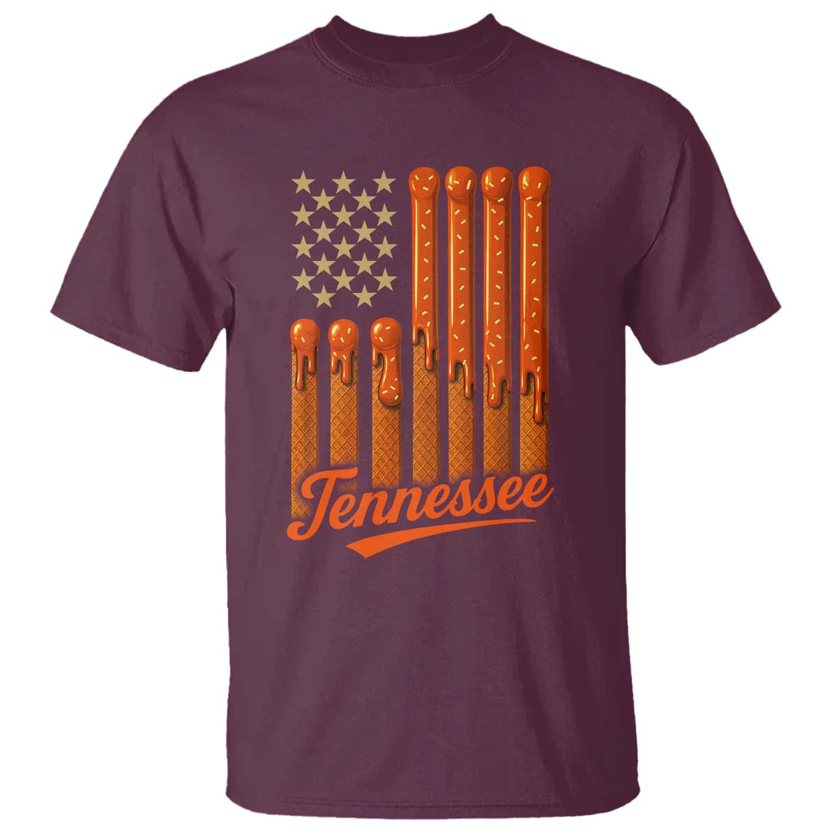 Vintage Tennessee T Shirt Orange Dripping Flag Vintage State Pride Sports Fan Patriotic TS10 Maroon Print Your Wear