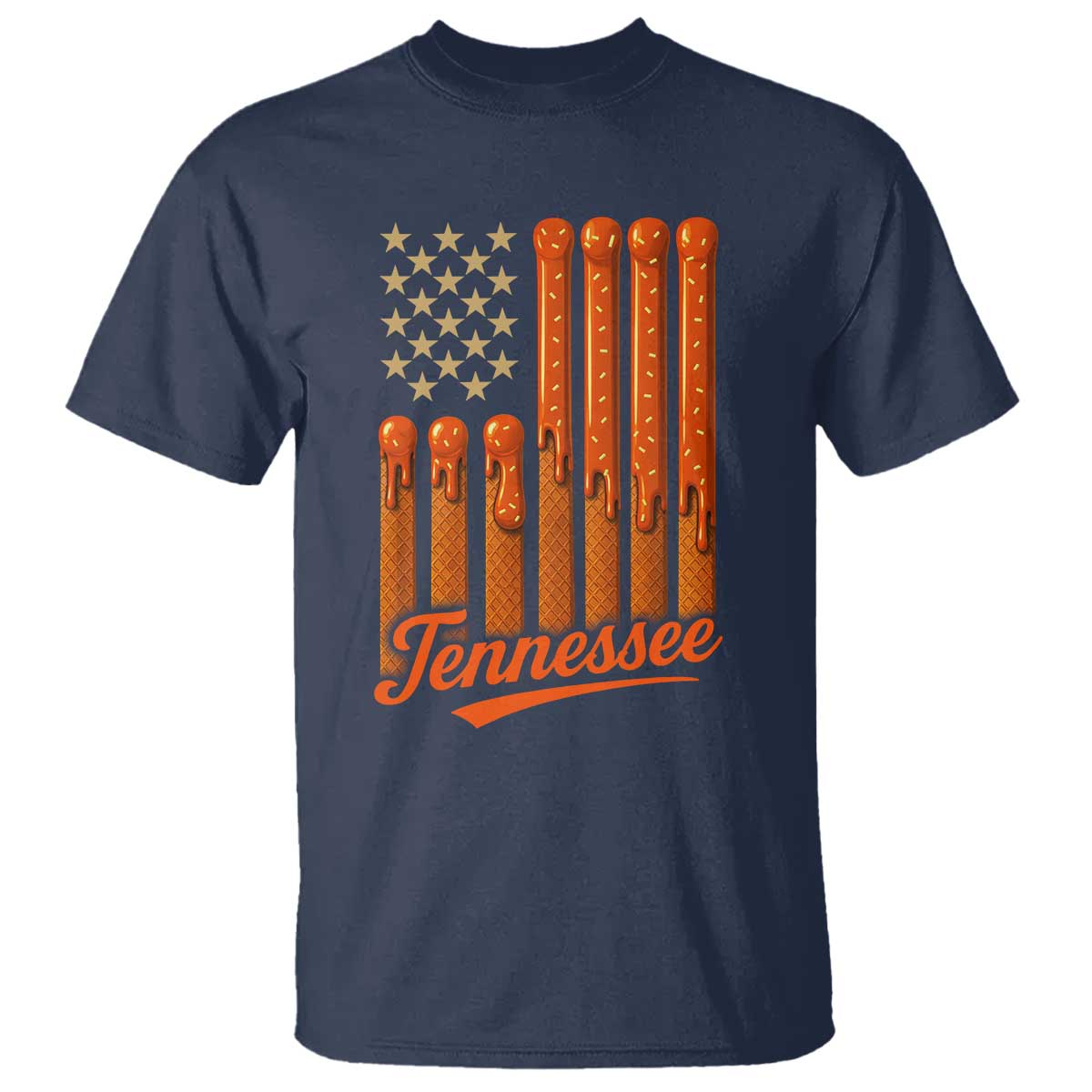 Vintage Tennessee T Shirt Orange Dripping Flag Vintage State Pride Sports Fan Patriotic TS10 Navy Print Your Wear