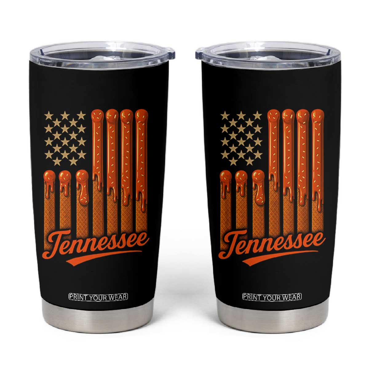 Vintage Tennessee Tumbler Cup Orange Dripping Flag Vintage State Pride Sports Fan Patriotic TS10 Black Print Your Wear