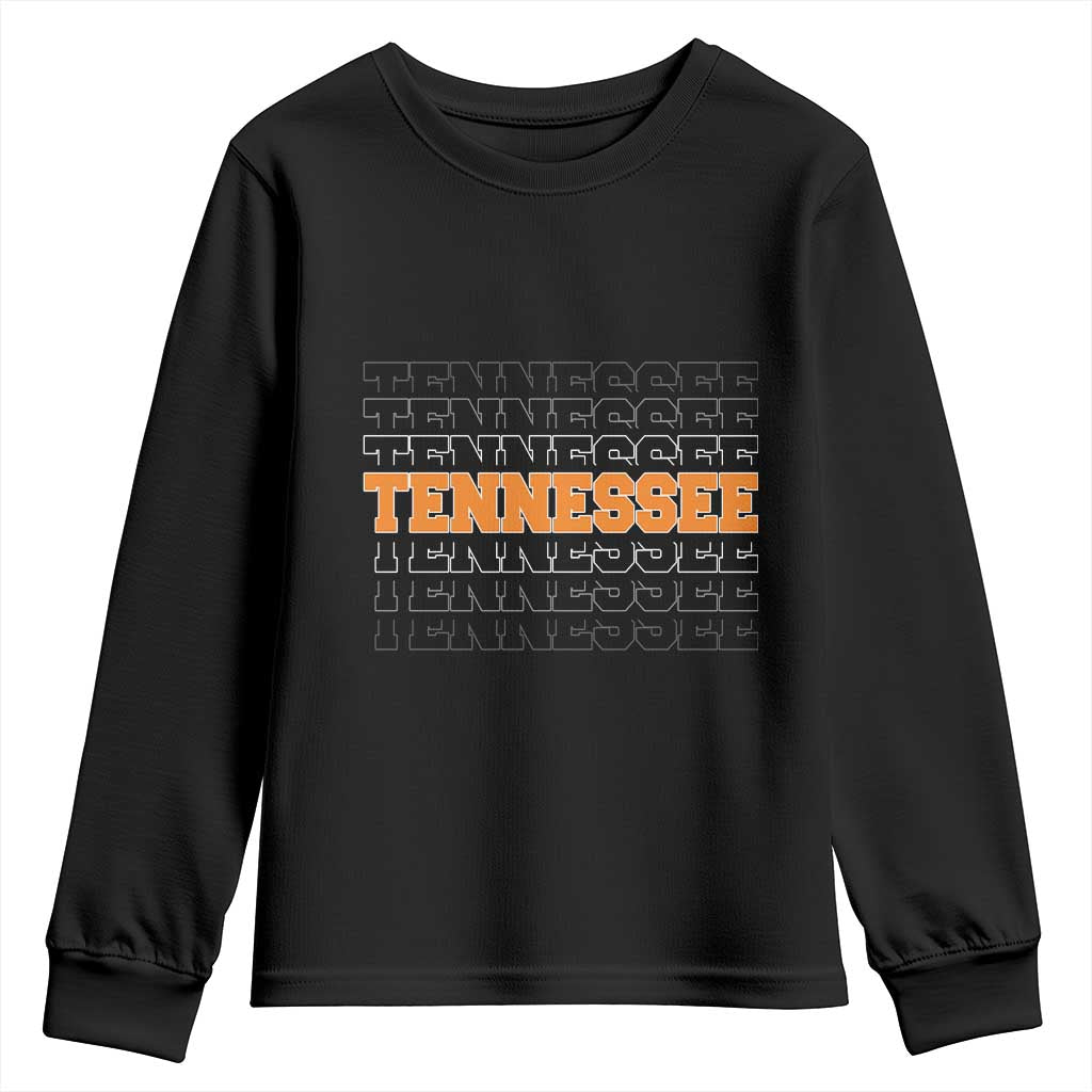 Vintage Tennessee Youth Sweatshirt Throwback Design Classic TN Orange US State TS10 Black Print Your Wear