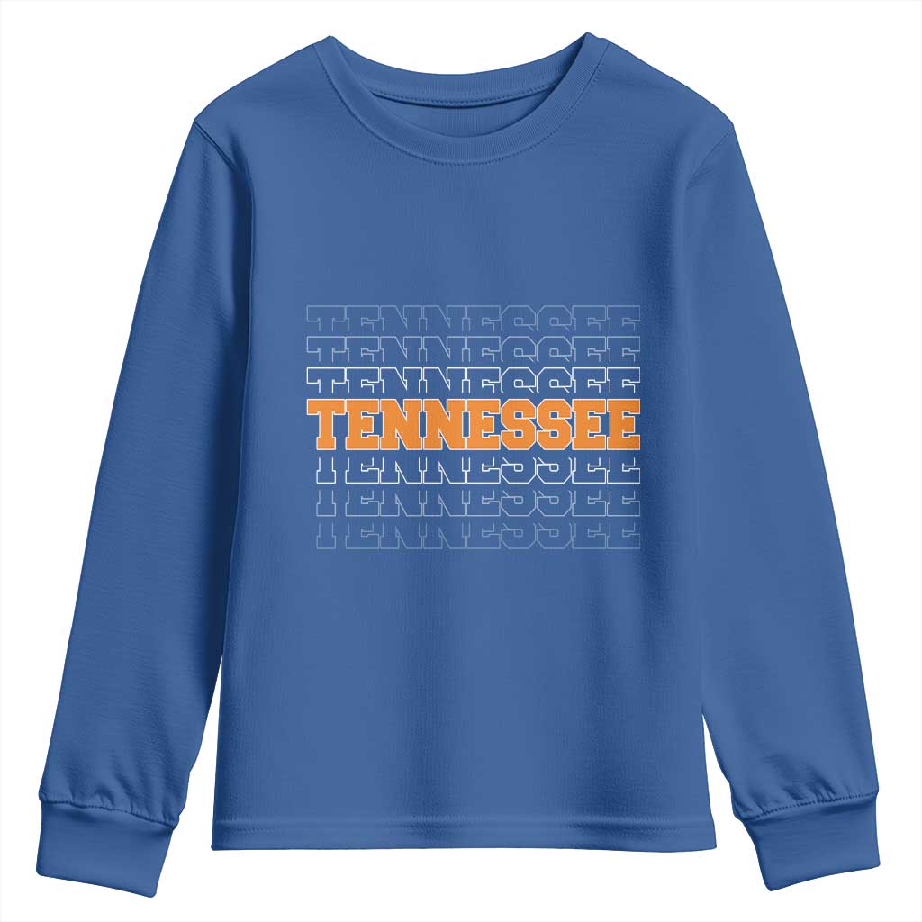 Vintage Tennessee Youth Sweatshirt Throwback Design Classic TN Orange US State TS10 Royal Blue Print Your Wear