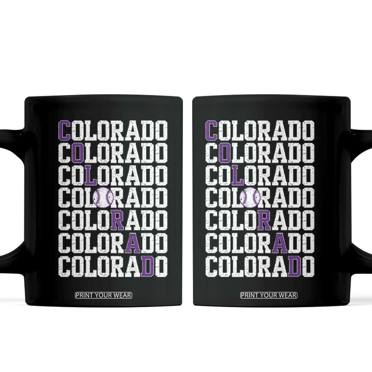 Vintage Colorado Coffee Mug Retro State Pride Sports Baseball Fan Graphic TS10 Black Print Your Wear