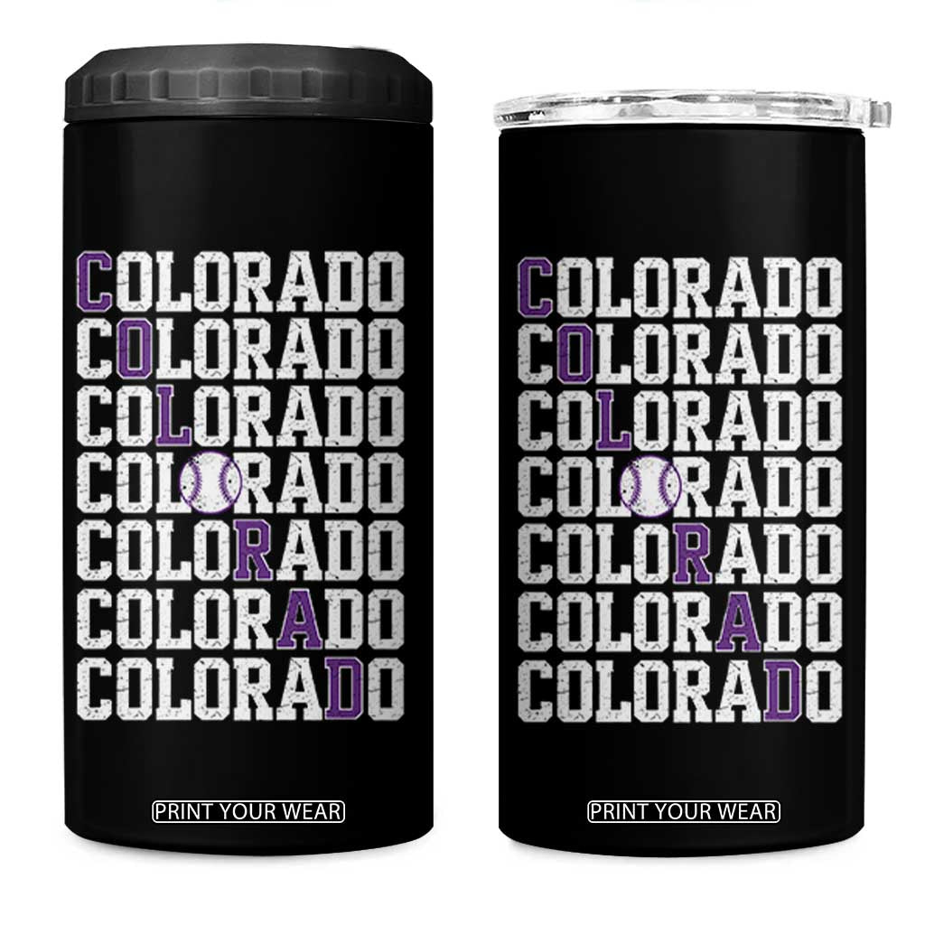Vintage Colorado 4 in 1 Can Cooler Tumbler Retro State Pride Sports Baseball Fan Graphic TS10 One Size: 16 oz Black Print Your Wear