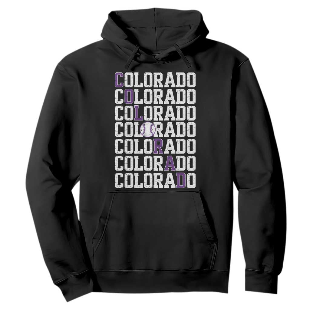 Vintage Colorado Hoodie Retro State Pride Sports Baseball Fan Graphic TS10 Black Print Your Wear