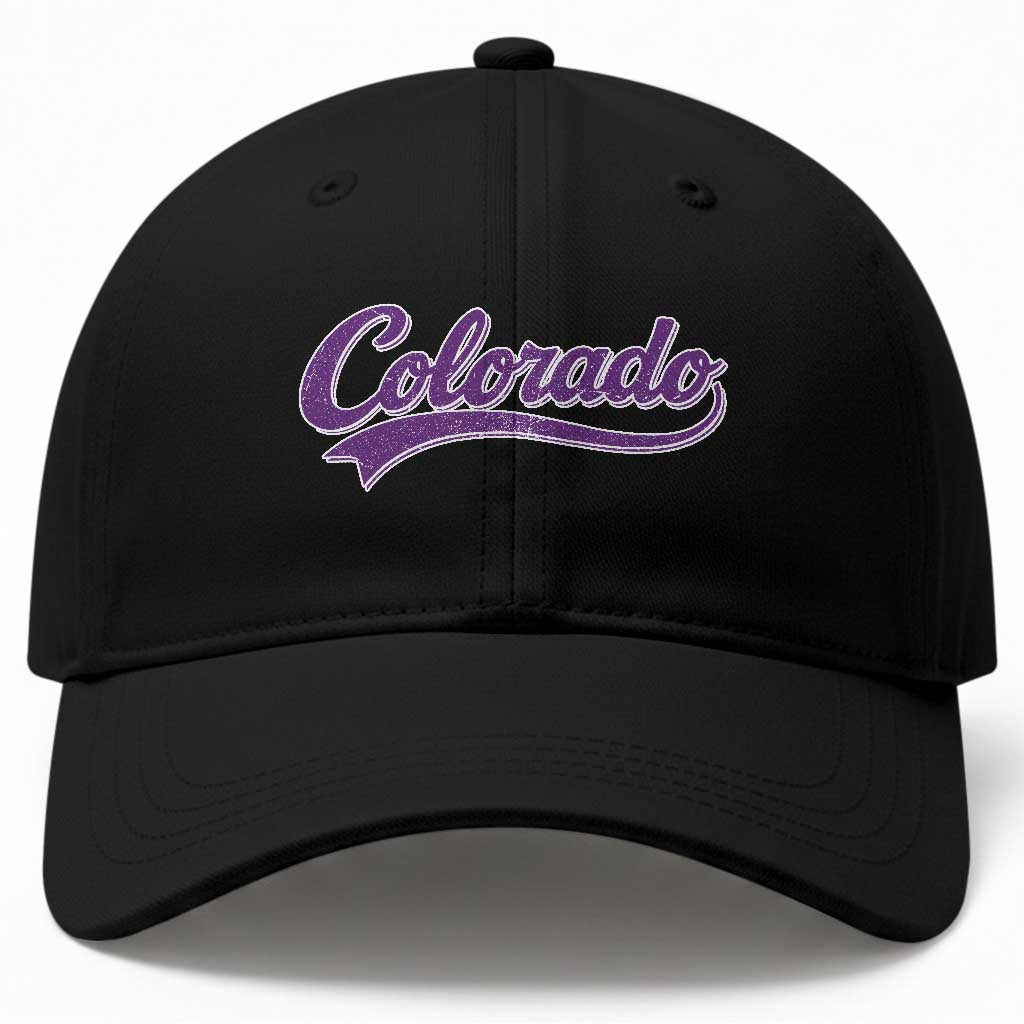 Colorado Purple Script Vintage State Pride Retro Sports Fan Graphic Baseball Cap TS10 Print Your Wear