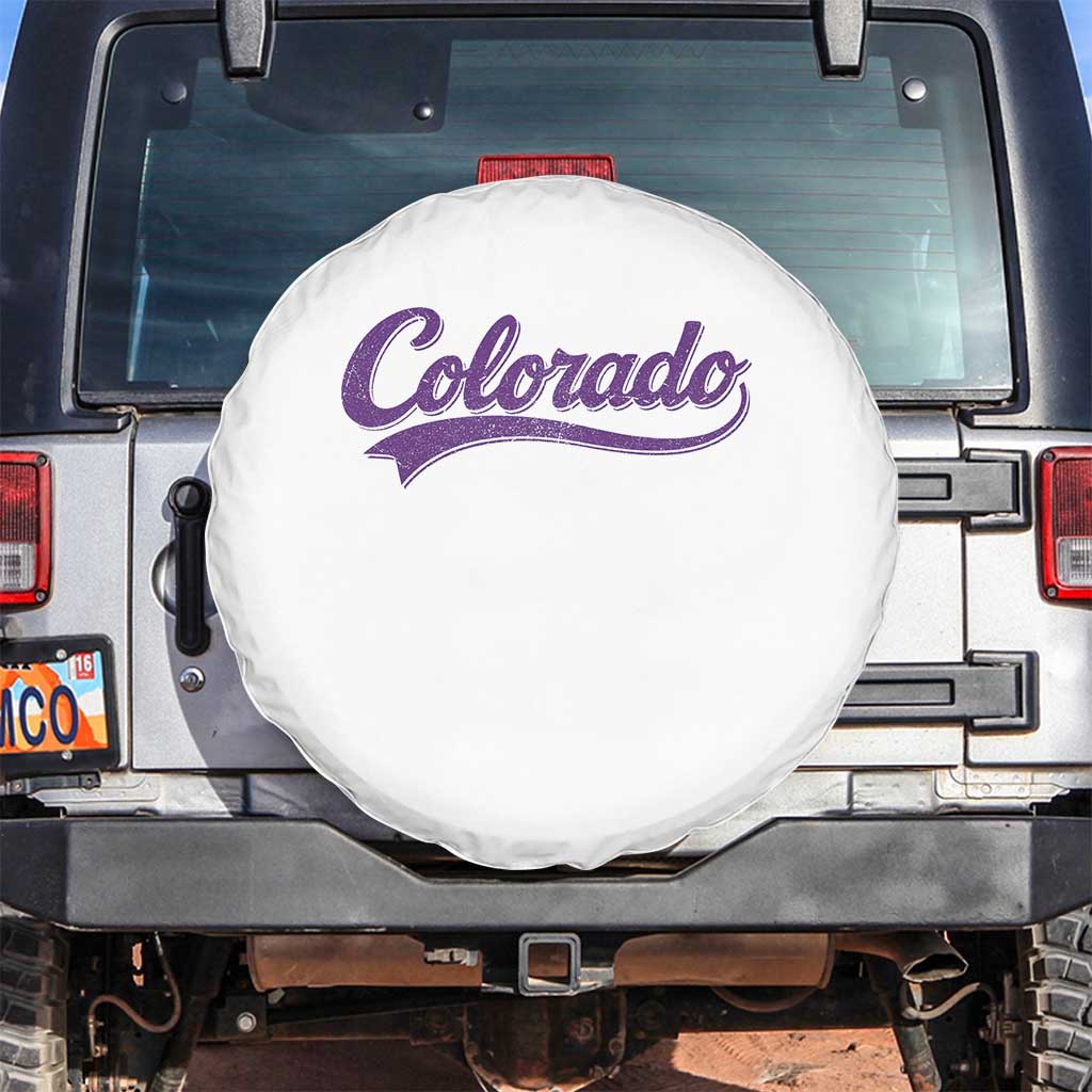 Colorado Purple Script Vintage State Pride Retro Sports Fan Graphic Spare Tire Cover TS10 No hole White Print Your Wear