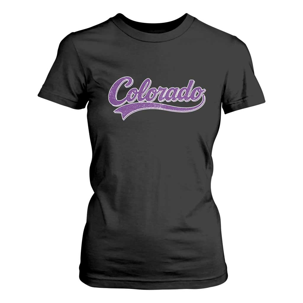 Colorado Purple Script Vintage State Pride Retro Sports Fan Graphic T Shirt For Women TS10 Black Print Your Wear