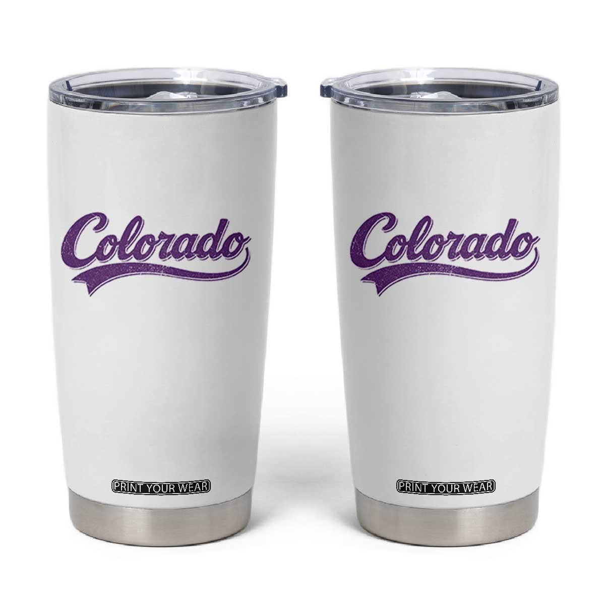 Colorado Purple Script Vintage State Pride Retro Sports Fan Graphic Tumbler Cup TS10 White Print Your Wear