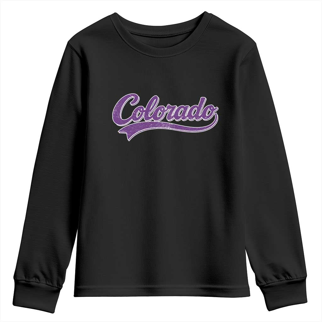 Colorado Purple Script Vintage State Pride Retro Sports Fan Graphic Youth Sweatshirt TS10 Black Print Your Wear