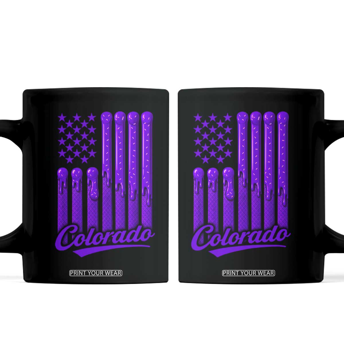 Vintage Colorado Coffee Mug Purple Dripping Flag Vintage State Pride Sports Fan Patriotic TS10 Black Print Your Wear