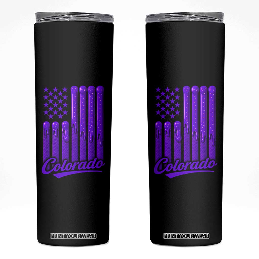 Vintage Colorado Skinny Tumbler Purple Dripping Flag Vintage State Pride Sports Fan Patriotic TS10 Black Print Your Wear