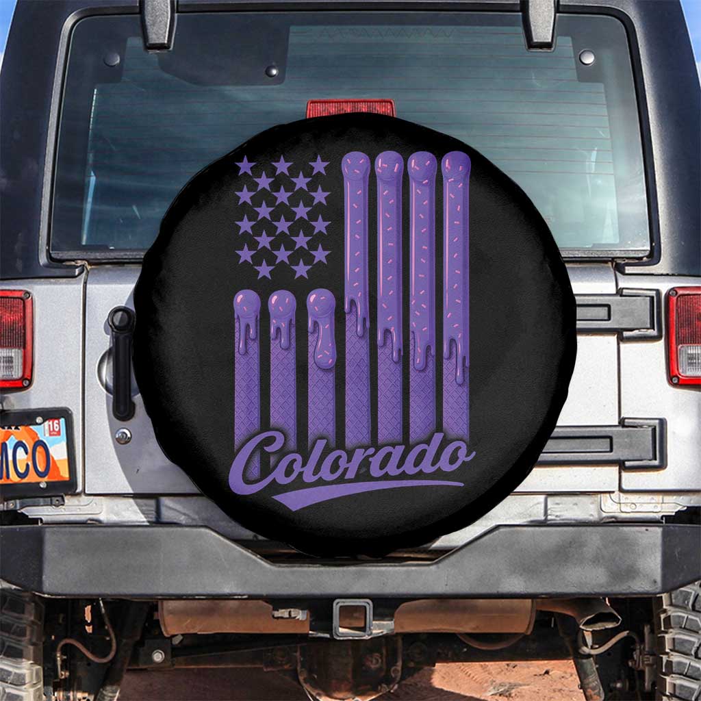 Vintage Colorado Spare Tire Cover Purple Dripping Flag Vintage State Pride Sports Fan Patriotic TS10 No hole Black Print Your Wear