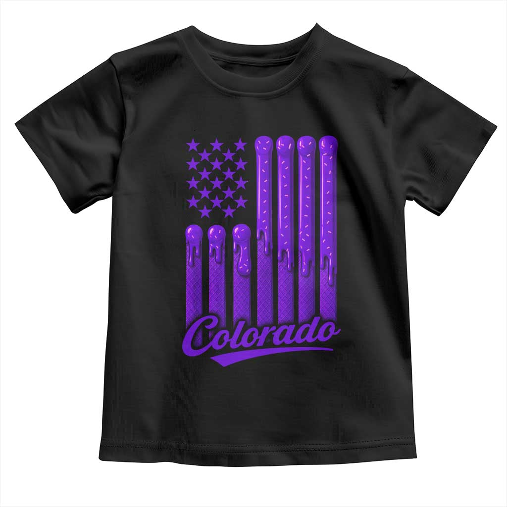 Vintage Colorado Toddler T Shirt Purple Dripping Flag Vintage State Pride Sports Fan Patriotic TS10 Black Print Your Wear