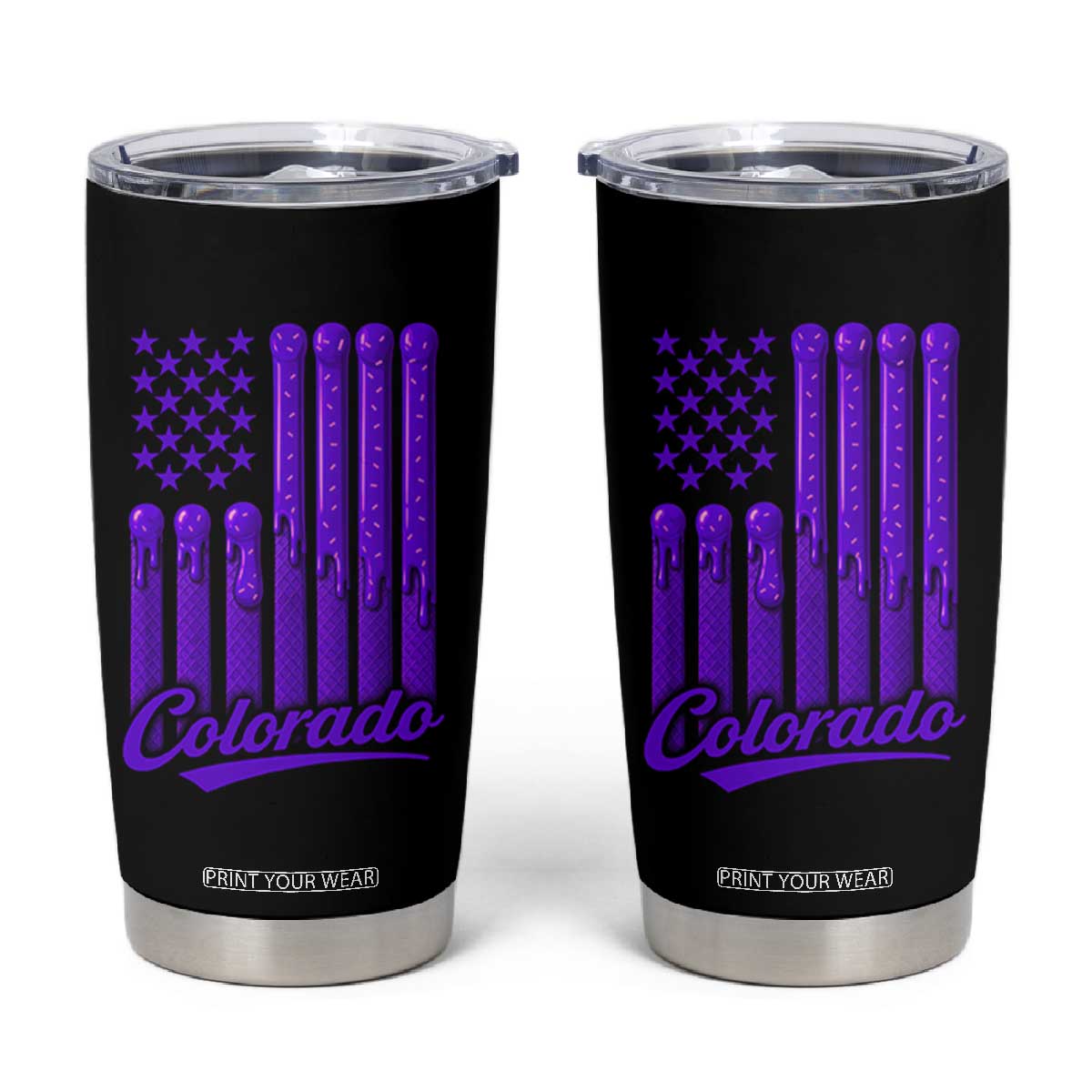 Vintage Colorado Tumbler Cup Purple Dripping Flag Vintage State Pride Sports Fan Patriotic TS10 Black Print Your Wear