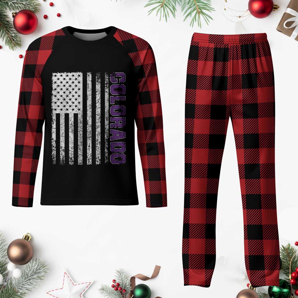 Vintage Colorado Plaid Pajama Set Retro Vintage Rocky Mountains USA Flag Patriotic US State TS10 Buffalo Plaid Print Your Wear