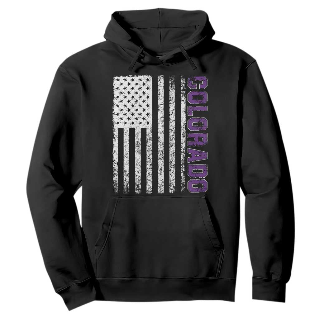Vintage Colorado Hoodie Retro Vintage Rocky Mountains USA Flag Patriotic US State TS10 Black Print Your Wear