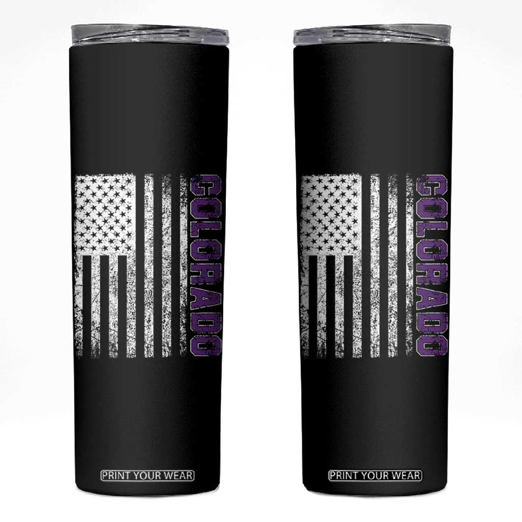 Vintage Colorado Skinny Tumbler Retro Vintage Rocky Mountains USA Flag Patriotic US State TS10 Black Print Your Wear