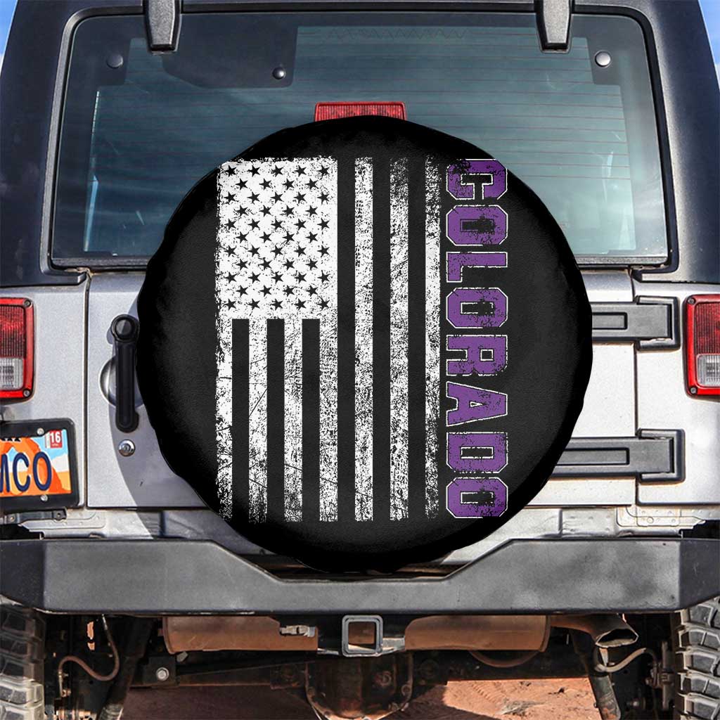 Vintage Colorado Spare Tire Cover Retro Vintage Rocky Mountains USA Flag Patriotic US State TS10 No hole Black Print Your Wear