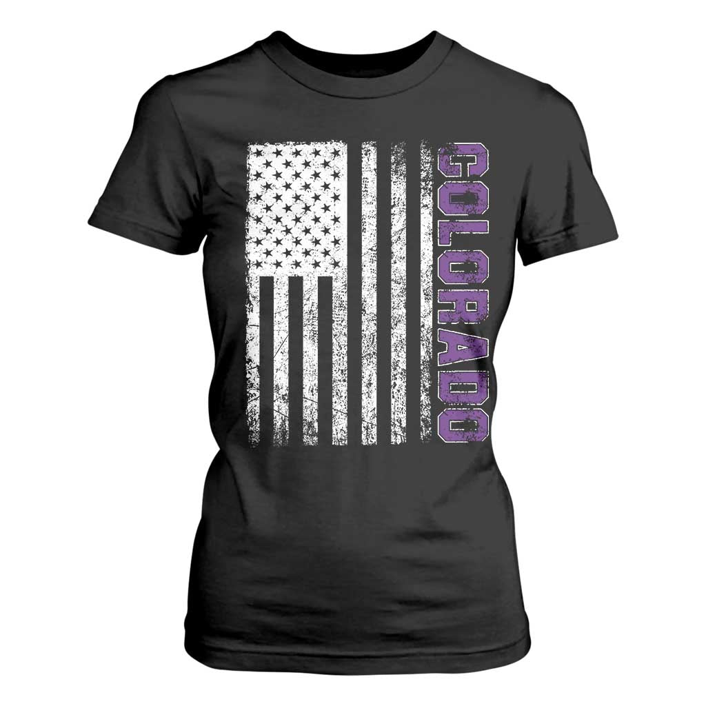 Vintage Colorado T Shirt For Women Retro Vintage Rocky Mountains USA Flag Patriotic US State TS10 Black Print Your Wear