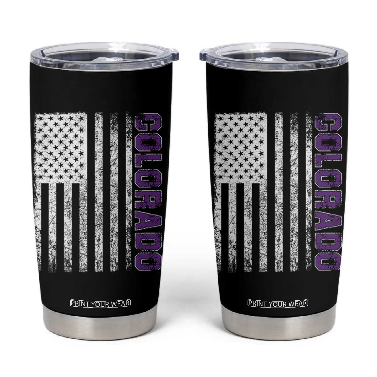 Vintage Colorado Tumbler Cup Retro Vintage Rocky Mountains USA Flag Patriotic US State TS10 Black Print Your Wear