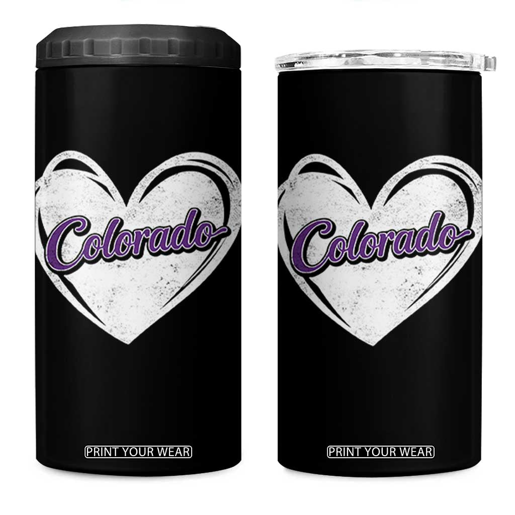 Vintage Colorado 4 in 1 Can Cooler Tumbler Purple Heart Vintage Script State Pride Retro Sports Fan TS10 One Size: 16 oz Black Print Your Wear