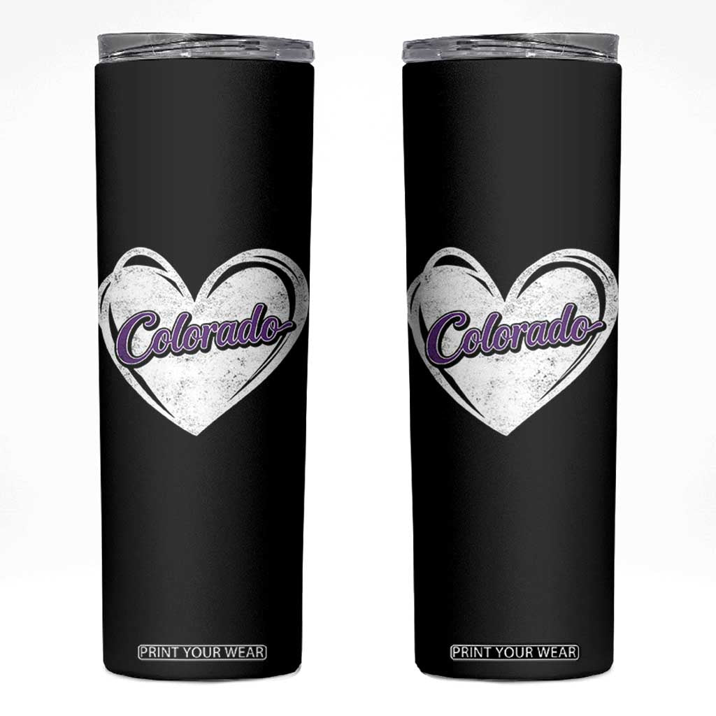 Vintage Colorado Skinny Tumbler Purple Heart Vintage Script State Pride Retro Sports Fan TS10 Black Print Your Wear