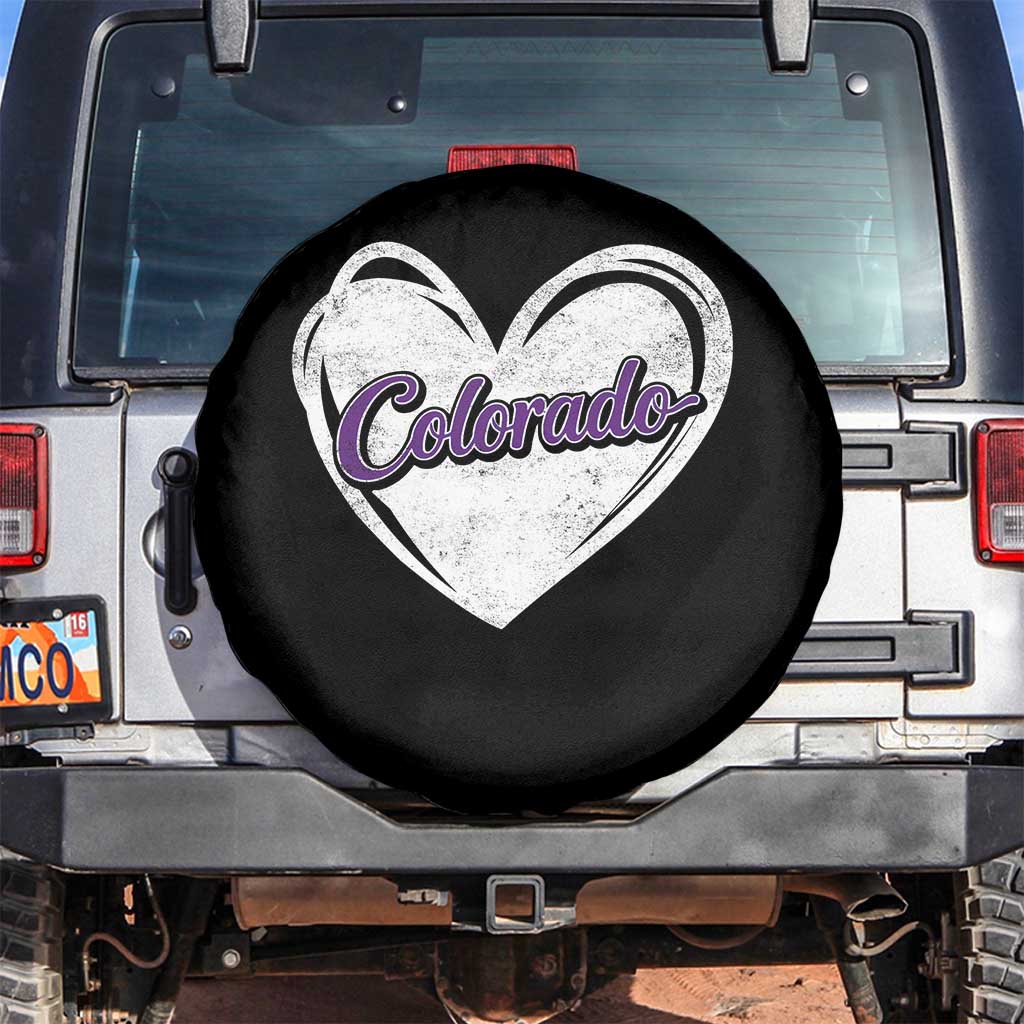 Vintage Colorado Spare Tire Cover Purple Heart Vintage Script State Pride Retro Sports Fan TS10 No hole Black Print Your Wear