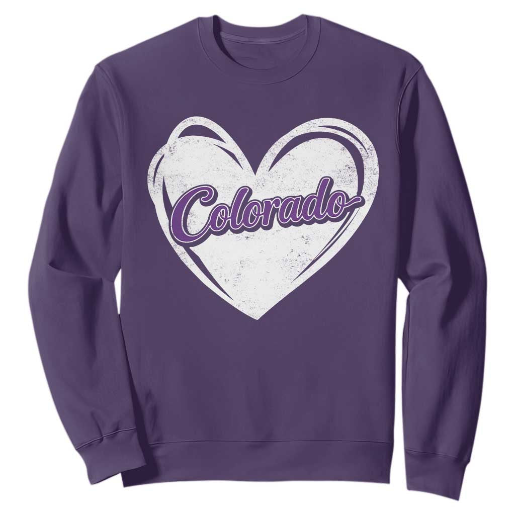 Vintage Colorado Sweatshirt Purple Heart Vintage Script State Pride Retro Sports Fan TS10 Purple Print Your Wear