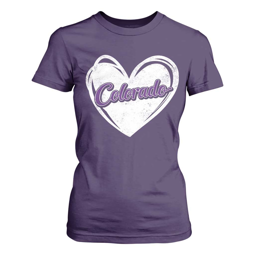 Vintage Colorado T Shirt For Women Purple Heart Vintage Script State Pride Retro Sports Fan TS10 Purple Print Your Wear