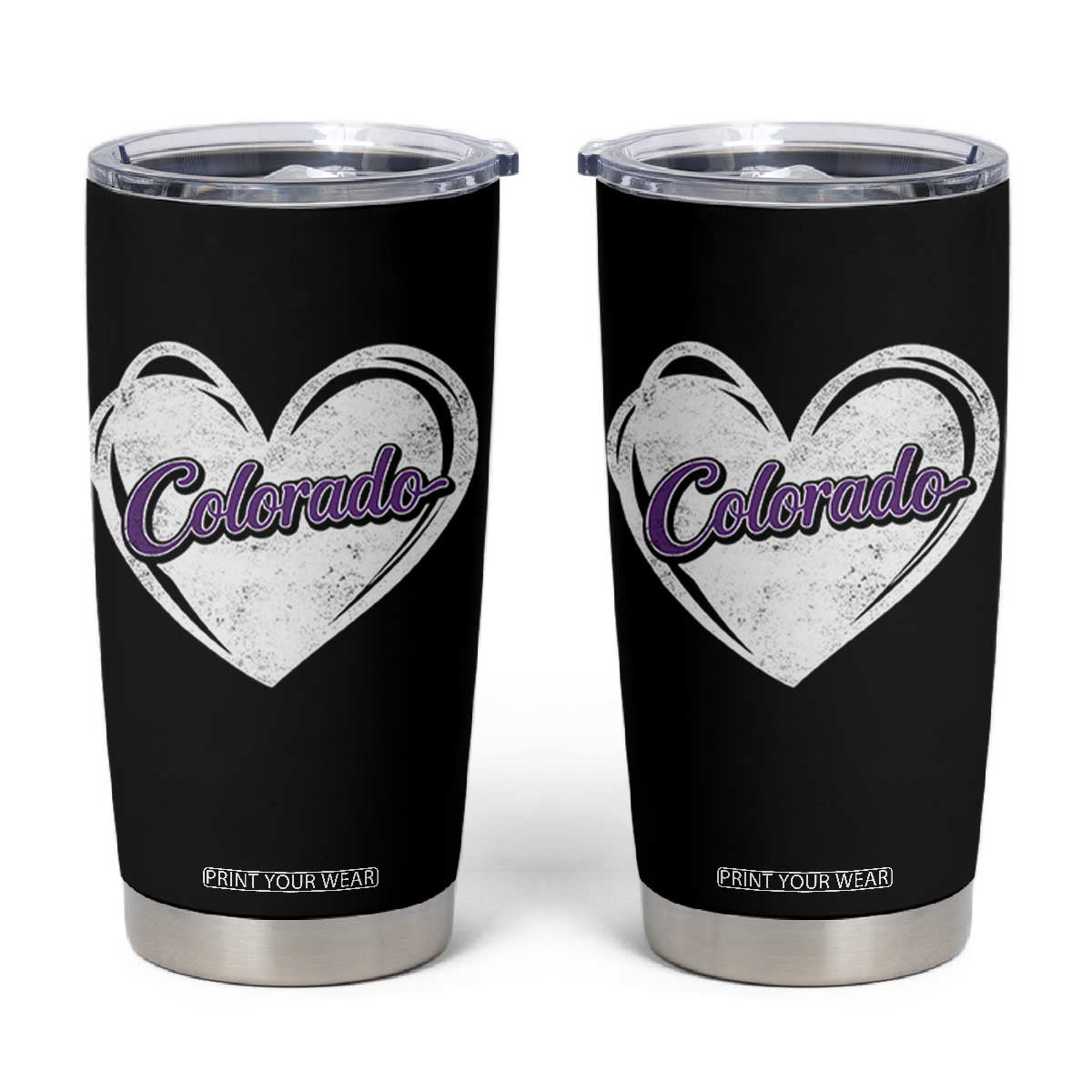 Vintage Colorado Tumbler Cup Purple Heart Vintage Script State Pride Retro Sports Fan TS10 Black Print Your Wear