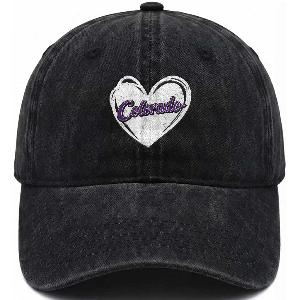 Vintage Colorado Washed Cotton Baseball Cap Purple Heart Vintage Script State Pride Retro Sports Fan TS10 Print Your Wear