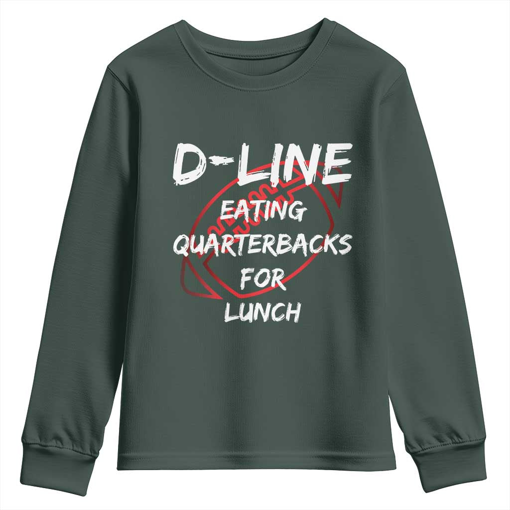 Football Linemen Youth Sweatshirt D Line Eating Quarterbacks Defensive TS10 Dark Forest Green Print Your Wear