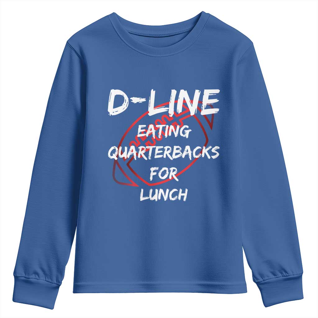 Football Linemen Youth Sweatshirt D Line Eating Quarterbacks Defensive TS10 Royal Blue Print Your Wear