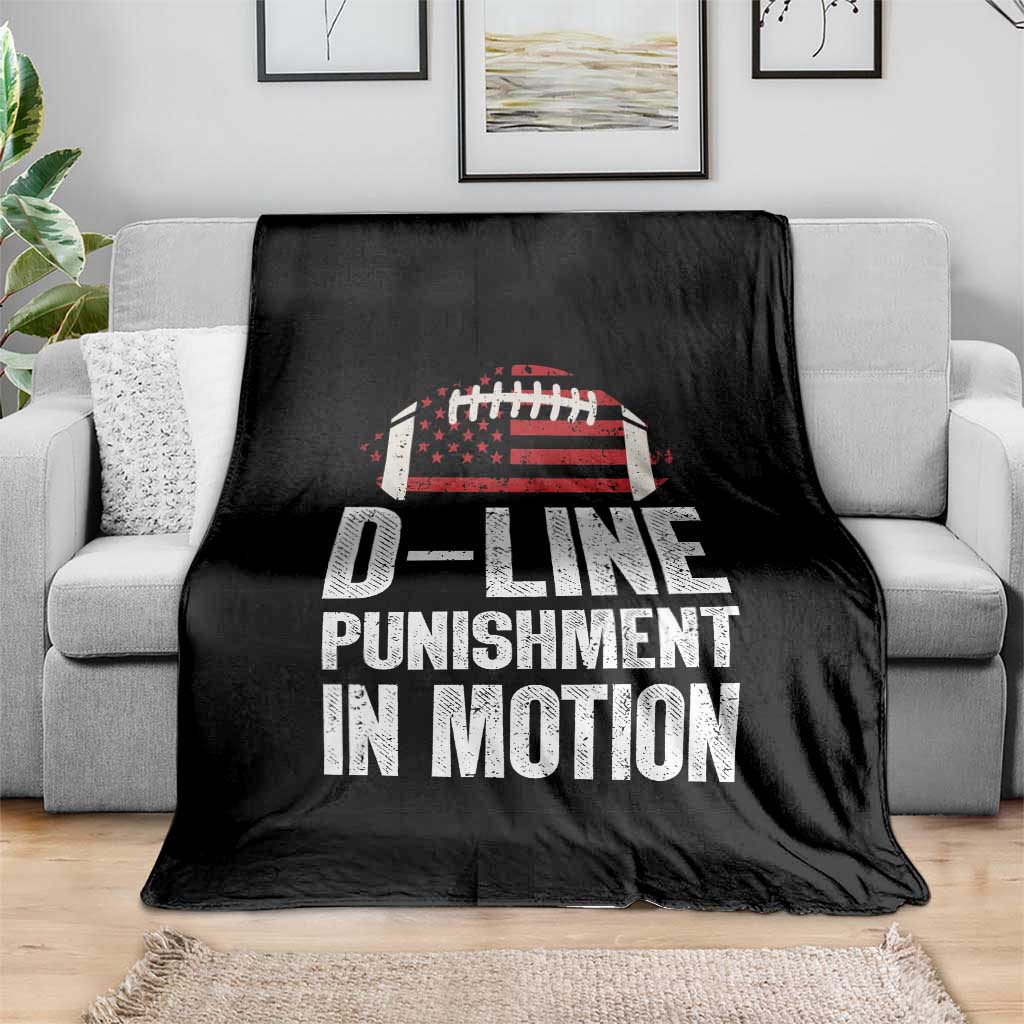 Football Defensive Lineman Throw Blanket D Line Punishment In Motion American Flag TS10 Print Your Wear