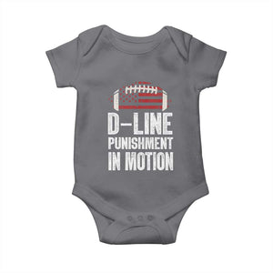 Football Defensive Lineman Baby Onesie D Line Punishment In Motion American Flag TS10 Charcoal Print Your Wear