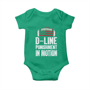 Football Defensive Lineman Baby Onesie D Line Punishment In Motion American Flag TS10 Irish Green Print Your Wear