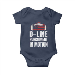 Football Defensive Lineman Baby Onesie D Line Punishment In Motion American Flag TS10 Navy Print Your Wear